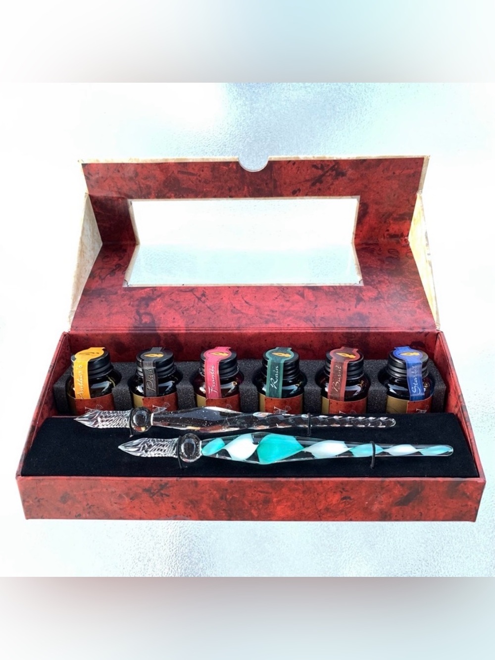 Authentic Models Palette for Pens: 2 Glass Stylus Pens and 6 Assorted Ink Set - Picture 2 of 10